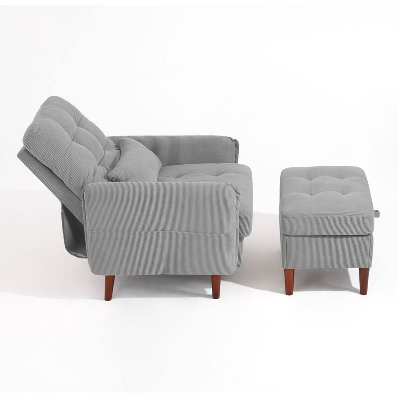 Adjustable Backrest Lounge Accent Chair Set with Storage Ottoman