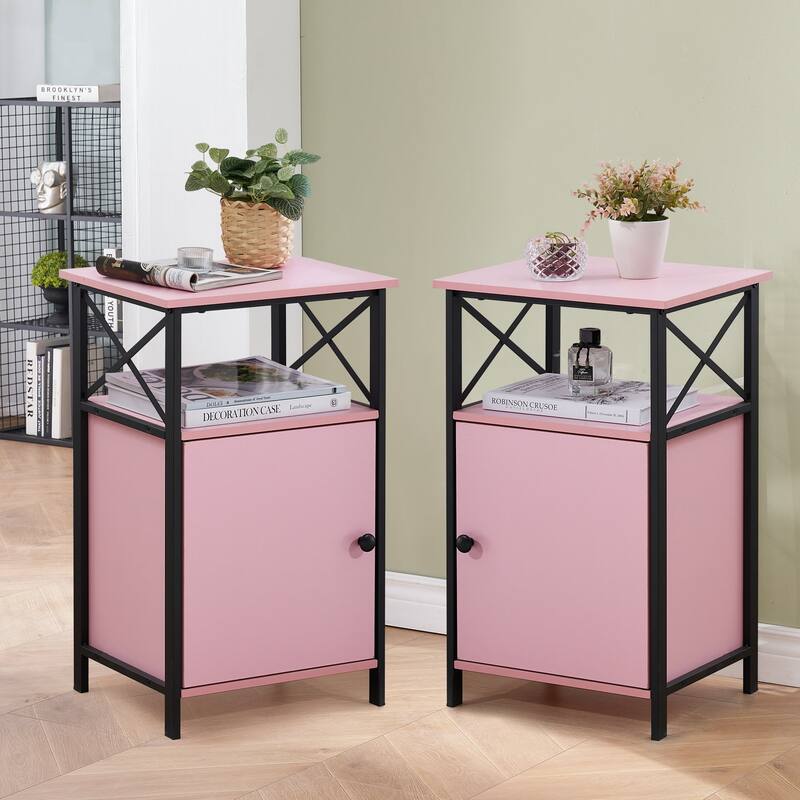 Javlergo Set of 2 Nightstand with Storage Cabinet
