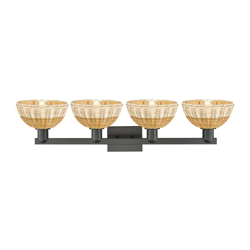 Innovations Lighting Downtown Urban - Natural Ballston Dome - 4 Light 36" Bath Vanity Light with Basketweave Shade
