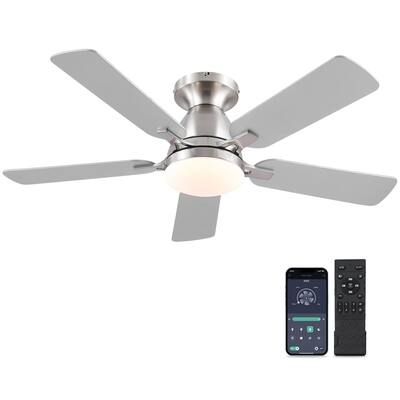 Ceiling Fans With Lights and Remote/APP Control,46" Flush Mount Ceiling Fan Dimmable DC Motor，Low Profile Ceiling Fan