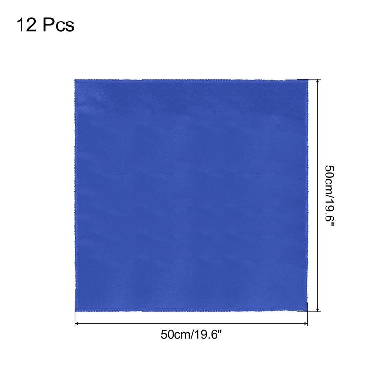 12pcs Satin Table Napkins Polyester Square Bright Table Napkin 20"x20" - Blue
