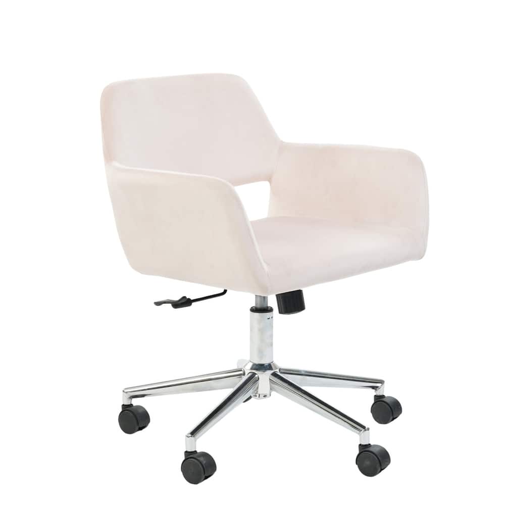 HomyLin Swivel Mid Back Upholstery Desk Chair with Rolling Casters