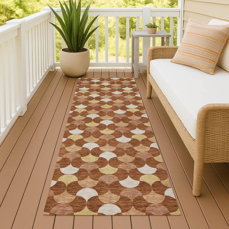 Machine Washable Indoor/ Outdoor Modern Osage Chantille Rug - Paprika - 2'3" x 7'6"
