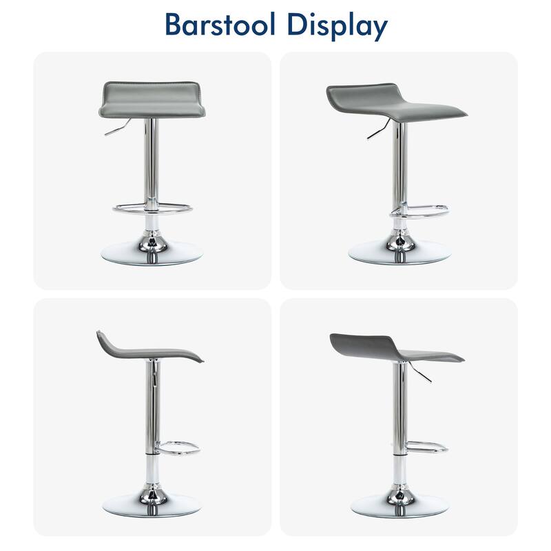 Faux Leather Upholstered Adjustable Barstools Airlift Counter Bar Pub Height Stools Set of 2