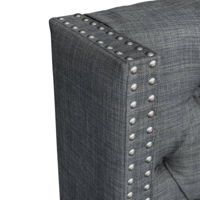 Madison Park Baldwin Upholstered Wingback Headboard with Button Tufting & Nailhead Trim