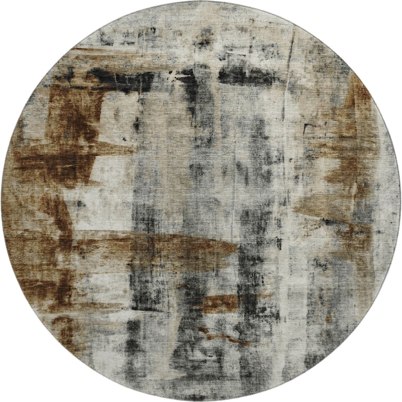 HomeRoots Abstract Transitional Round Area Rug - 8' Round