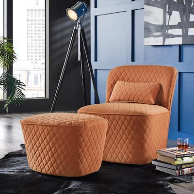 Braden Orange Fabric Chair and Ottoman by iNSPIRE Q Modern