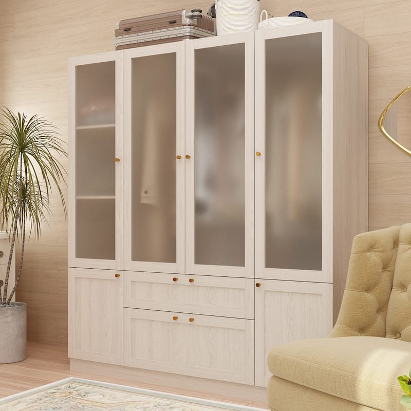 Combo Elegant Light Gray Wardrobe Modular Closet Configuration Armoire