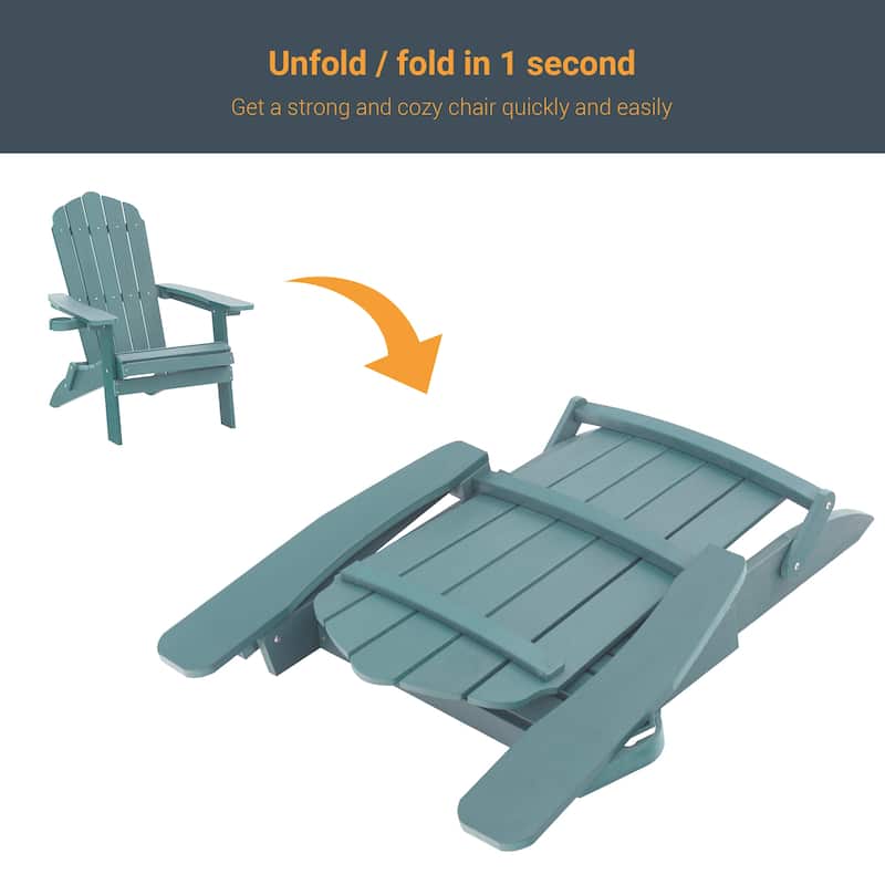 LIVOOSUN Outdoor Folding Adirondack Chair w/Cup Holder Set of 2 or 4