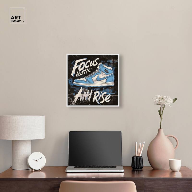 Hustle and Rise Sneaker Canvas by Art Remedy