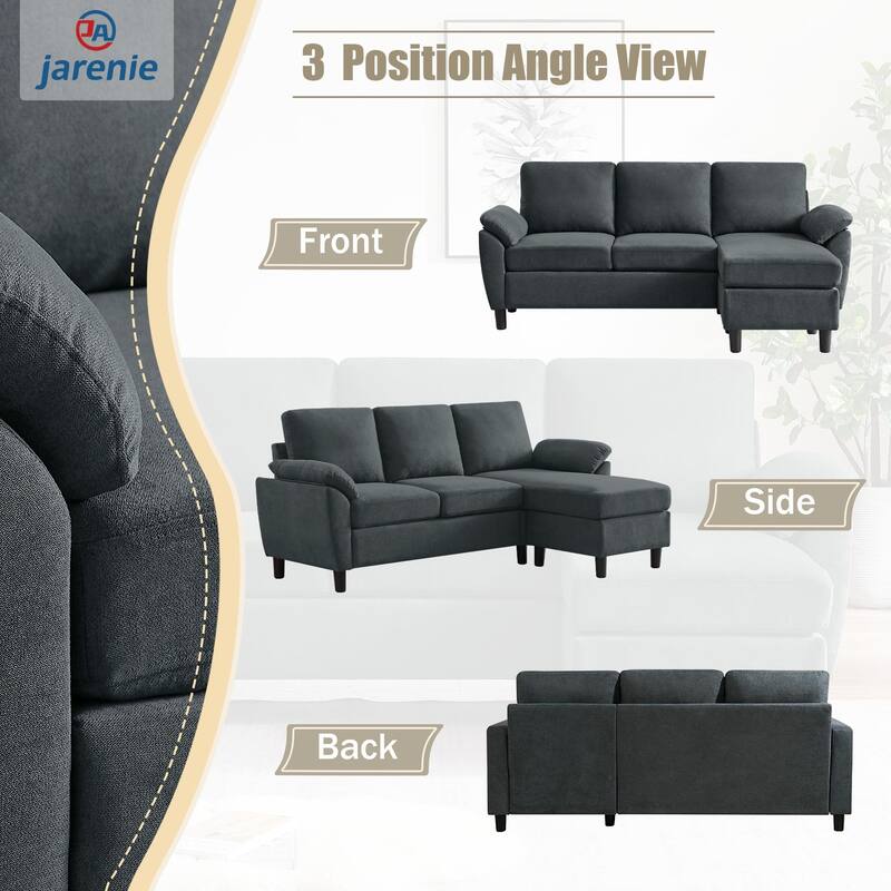 Modern Sectional Sofa Couch L Shaped with Removable Armrest, Convertible Couch with Reversible Ottoman for Living Room