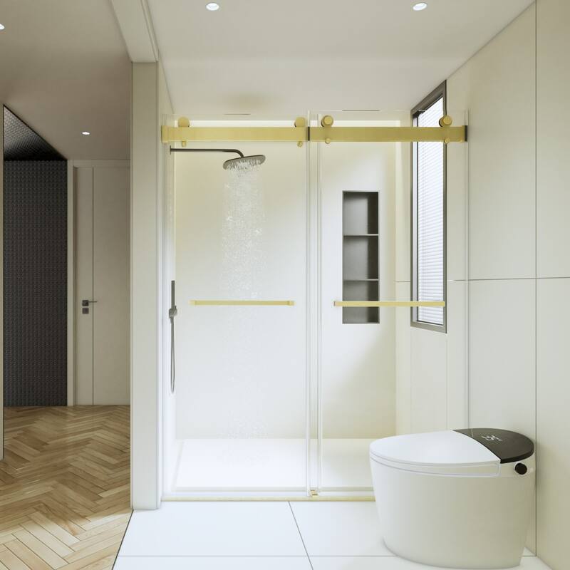 56-60"W x 76"H Frameless Double Sliding Shower Door