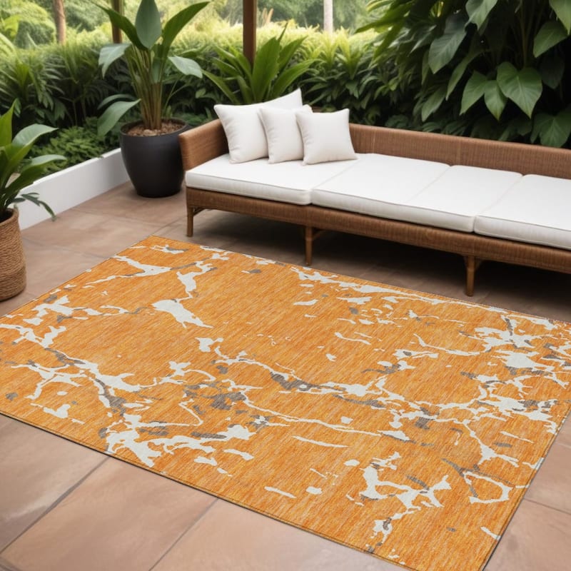 HomeRoots Striped Transitional Rectangle Outdoor Rug - 8' X 10'