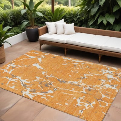 HomeRoots Striped Transitional Rectangle Outdoor Rug