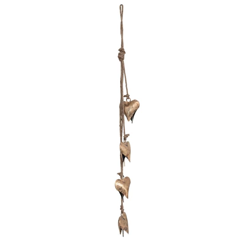 Metal Hearts on Jute Rope