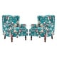 preview thumbnail 79 of 85, 2 Set Transitional Patterned Wingback Accent Chairs with NailHead
