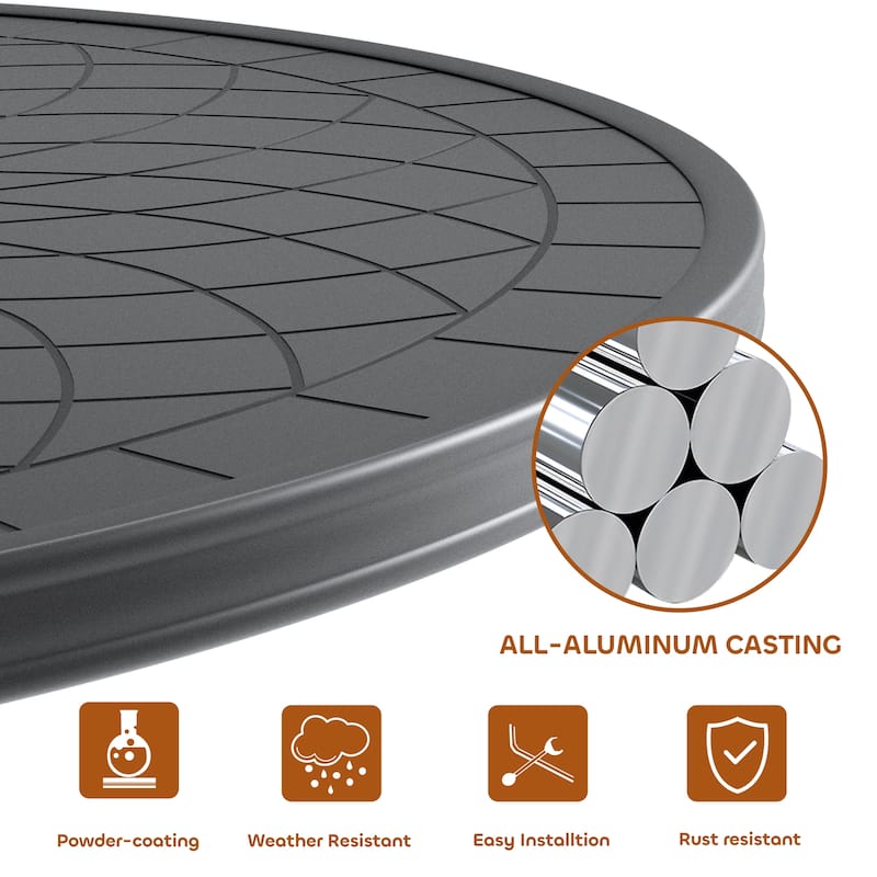 5/7-Piece Cast Aluminum Outdoor Dining Set with 47.24 in. Round Table and Random Color Seat Cushions
