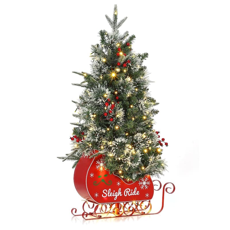Tabletop Christmas Tree 3ft Pre-Lit Christmas Tree with a Sleigh Ride Base Base - 3FT 1Pack