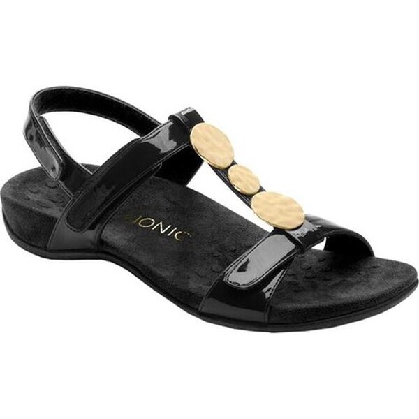 vionic black patent sandals