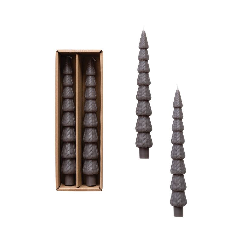 Seasonal Silhouette Tree Shaped Taper Candles, Set of 2