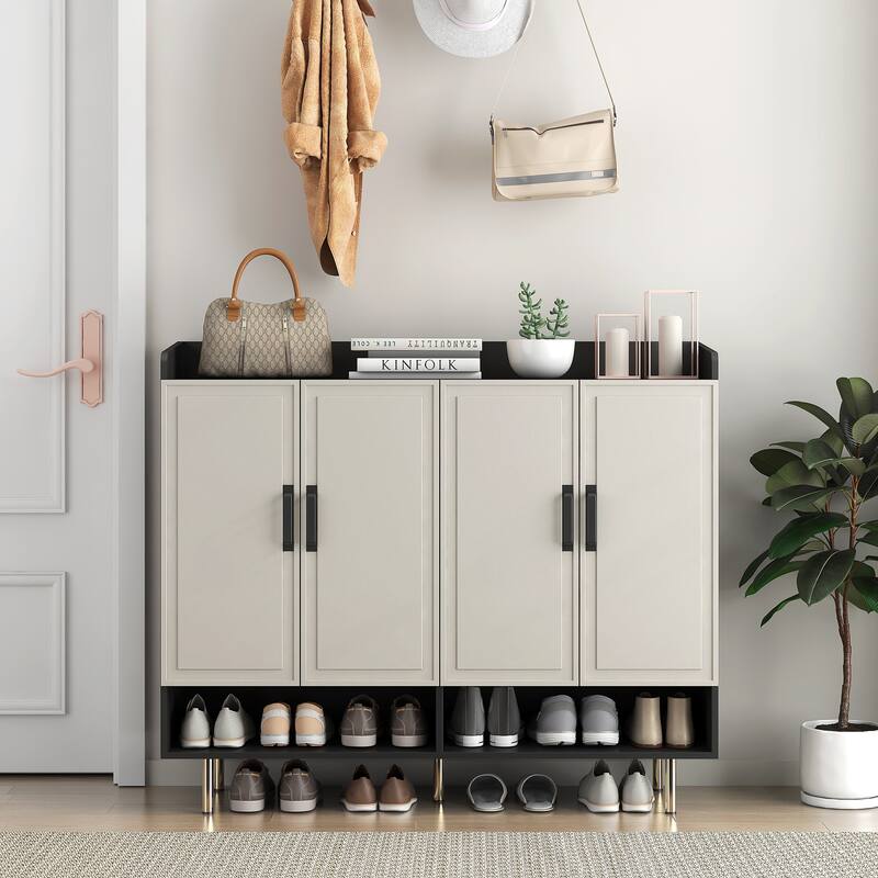 GDFStudio - Martin Large Modern Shoe Storage Cabinet with Adjustable Shelves and Multi-Door Design - Sideboard,Shoe Cabinet