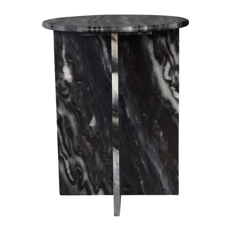 Cecil 17.75" Contemporary Natural Marble Handmade X-Shaped End Table, by JONATHAN Y.
