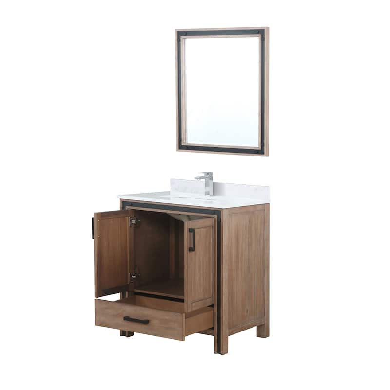 Ziva 30 in W x 22 in D White Bath Vanity, White Quartz Top, Faucet Set and 28 in Mirror
