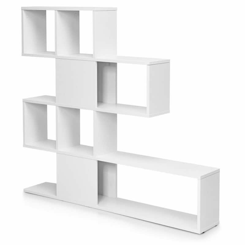 5-Tier Bookshelf Corner Ladder Bookcase with Storage Rack - 47" x 8" x 43" (L x W x H) - White