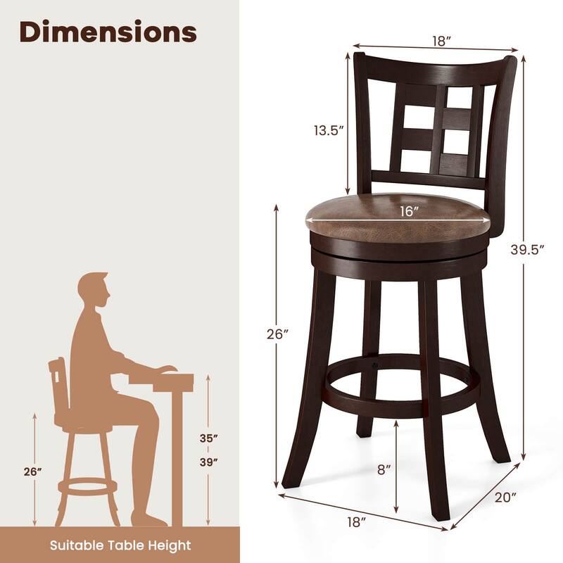 Costway Set of 2/4 Bar Stools 26" Swivel Bar Chairs with Footrest, - See Details