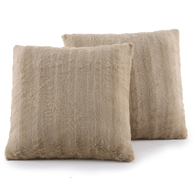 Cheer Collection Solid Color Faux Fur Throw Pillows (Set of 2)
