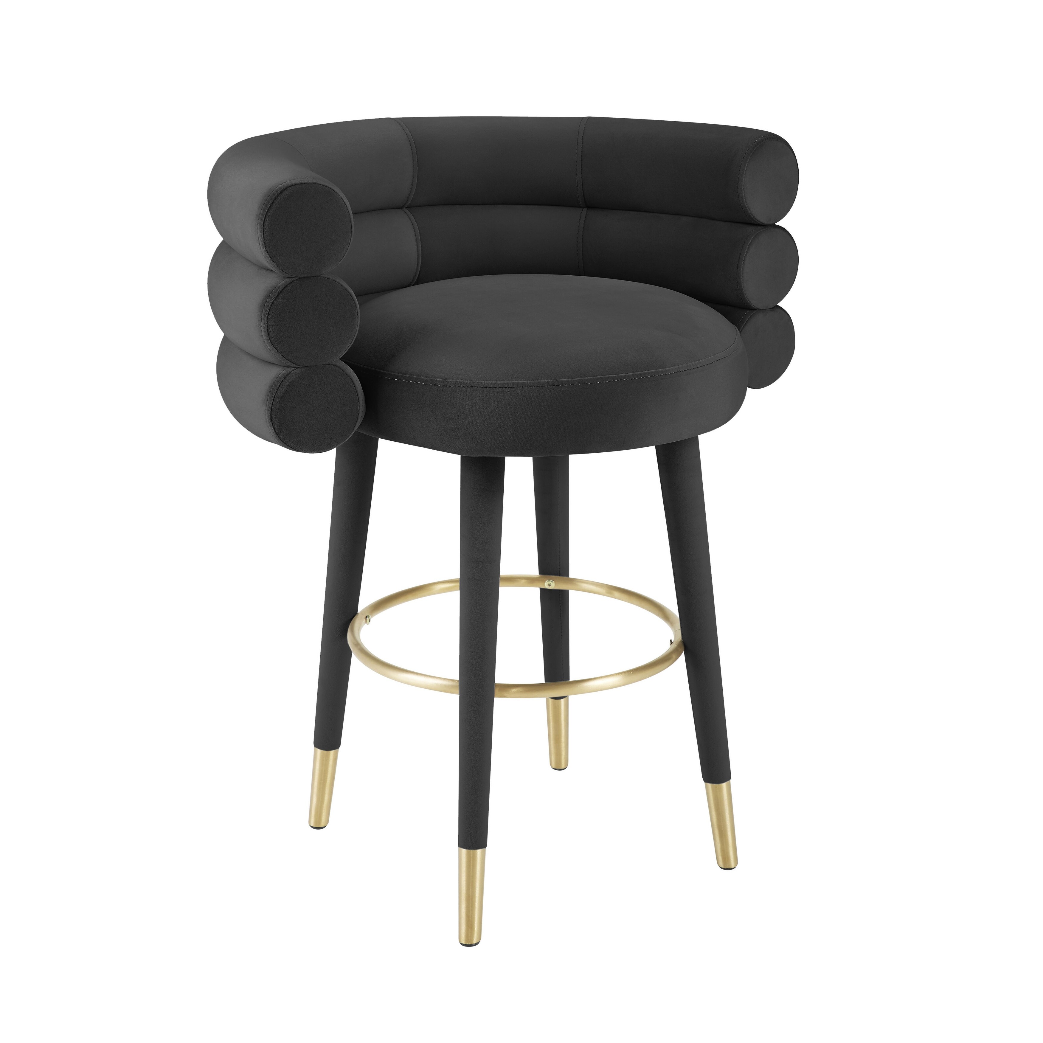 Strick Bolton Laffut Velvet Gold Stainless Steel Counter Stool N A