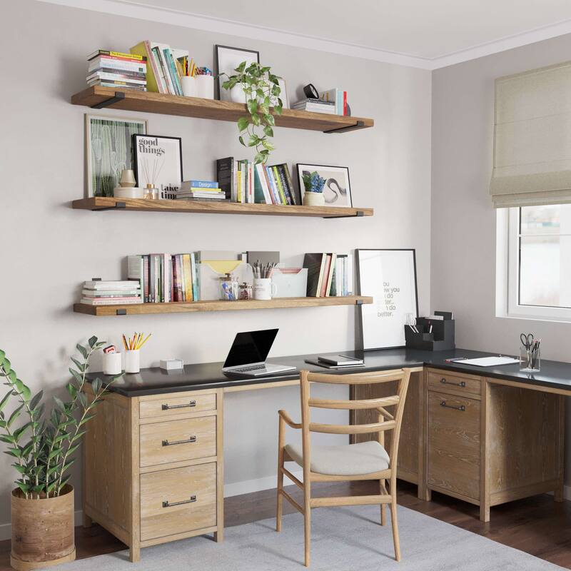 Wallniture Forte Wood Board 60" Long, 11.25'' Deep, 1.5" Thick, Wood Floating Shelf for Wall with Heavy Duty Metal Brackets, 1pc