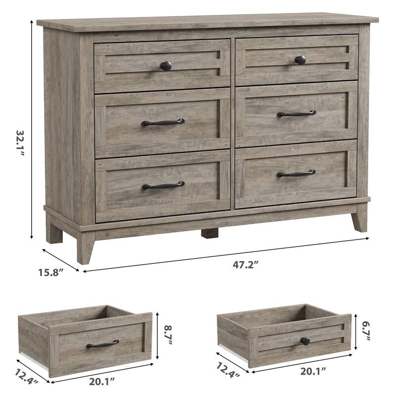 47" Wide Drawer Dresser, with Storage Freestanding