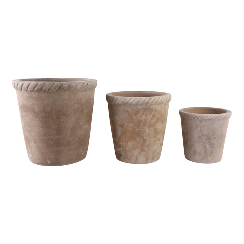 Handcrafted Pottery Clay Planter Set of 3 - Modern Decorative Versatile Design - 15" x 15" x 15"