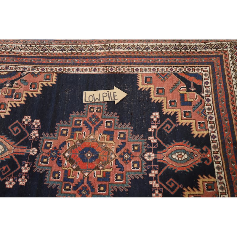 Hand Knotted Oriental 100% Wool Carpet Traditional Medallion Navy Blue & Blues Afshar Area Rug - 5' 2'' X 4' 3''