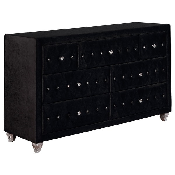 Deanna 7-drawer Upholstered Dresser with Morris Black - Bed Bath & Beyond