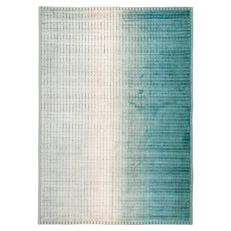 ECARPETGALLERY Hand Loomed Elysian Turquoise Viscose Rug - 6'7 x 9'3 - Turquoise - 6'7 x 9'3