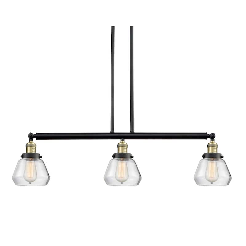 Innovations Lighting Fulton 3 Light 39" Wide Linear Chandelier - Black / Antique Brass / Clear