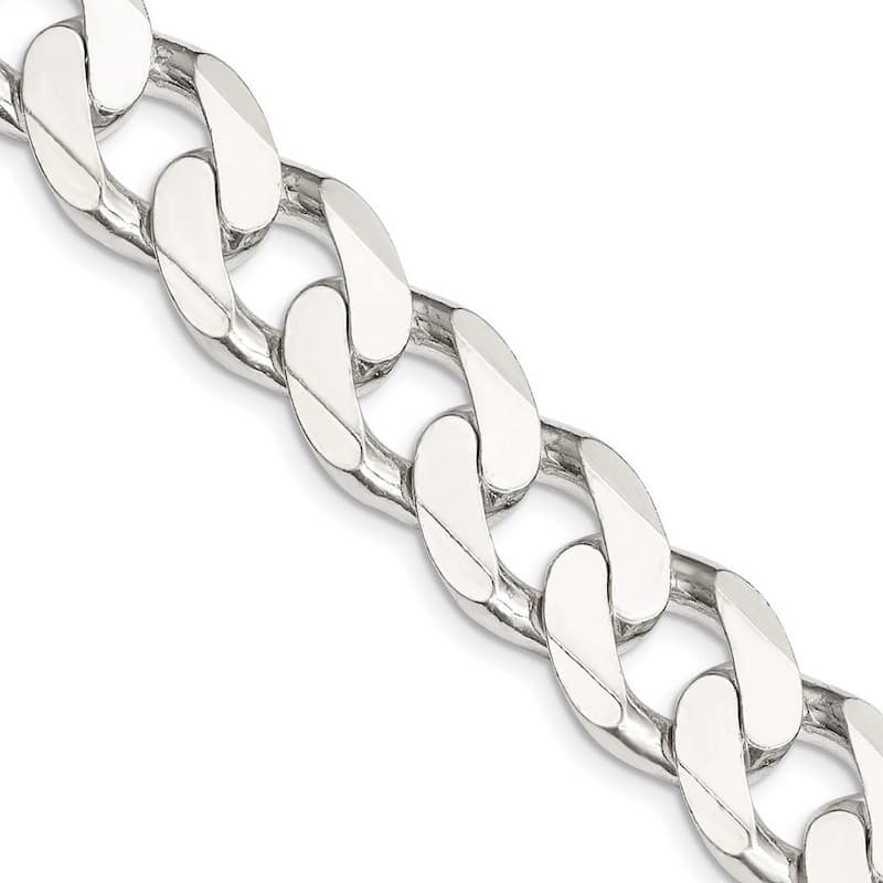 Curata 925 Sterling Silver Solid Polished 15mm Curb Chain Anklet 9 Inch Lobster Claw