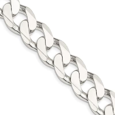 Curata 925 Sterling Silver Solid Polished 15mm Curb Chain Anklet 9 Inch Lobster Claw
