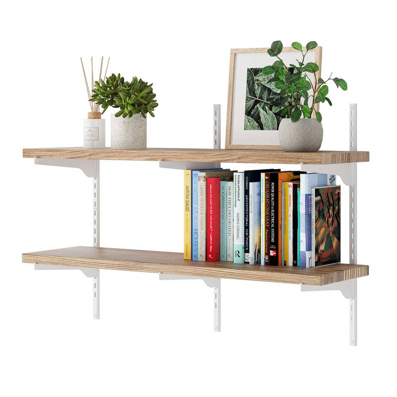 Wallniture Turin 36" Wall Mounted Shelves with Adjustable Brackets, Real Wood Shelves, Rustic & Boho Decor 2,3 or 4 Tier Options