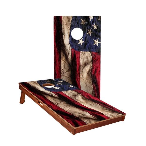slide 2 of 5, American Flag Cloth All-Weather Cornhole Boards NO Bags - Add Board Lights