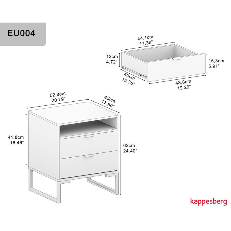 Kappesberg Sandoval 2-Drawer Nightstand (Set of 2) - Modern Design