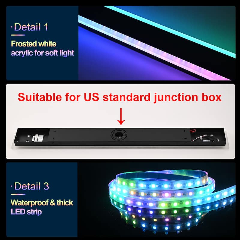 2-Pack 40" RGB Smart Outdoor Wall Lights