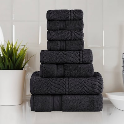 Superior Chevron Zero Twist Solid and Jacquard Cotton 8 Piece Towel Set