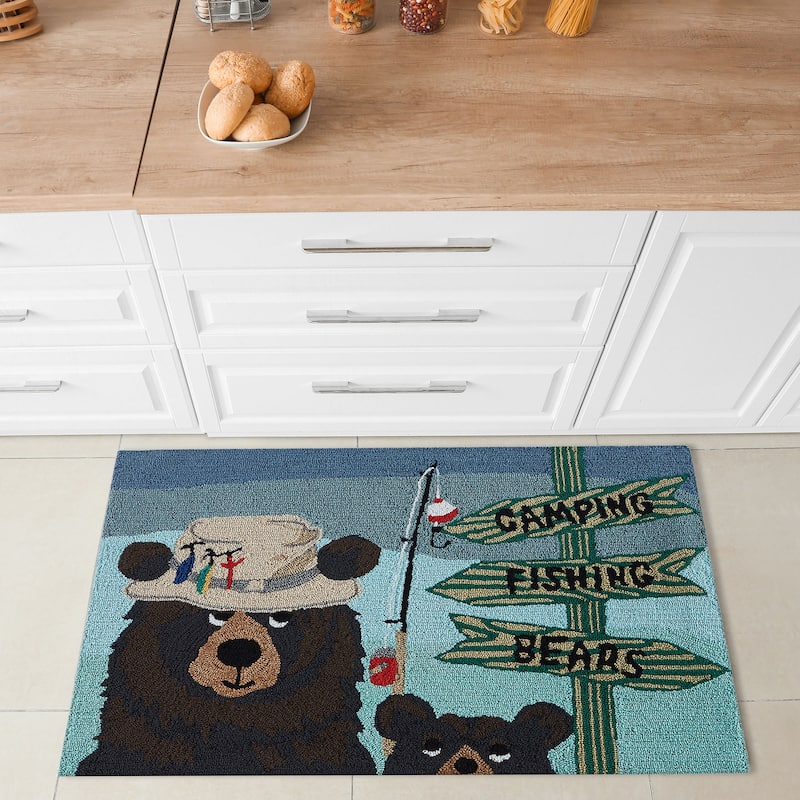 Liora Manne Frontporch Fishing Bears Indoor/Outdoor Rug