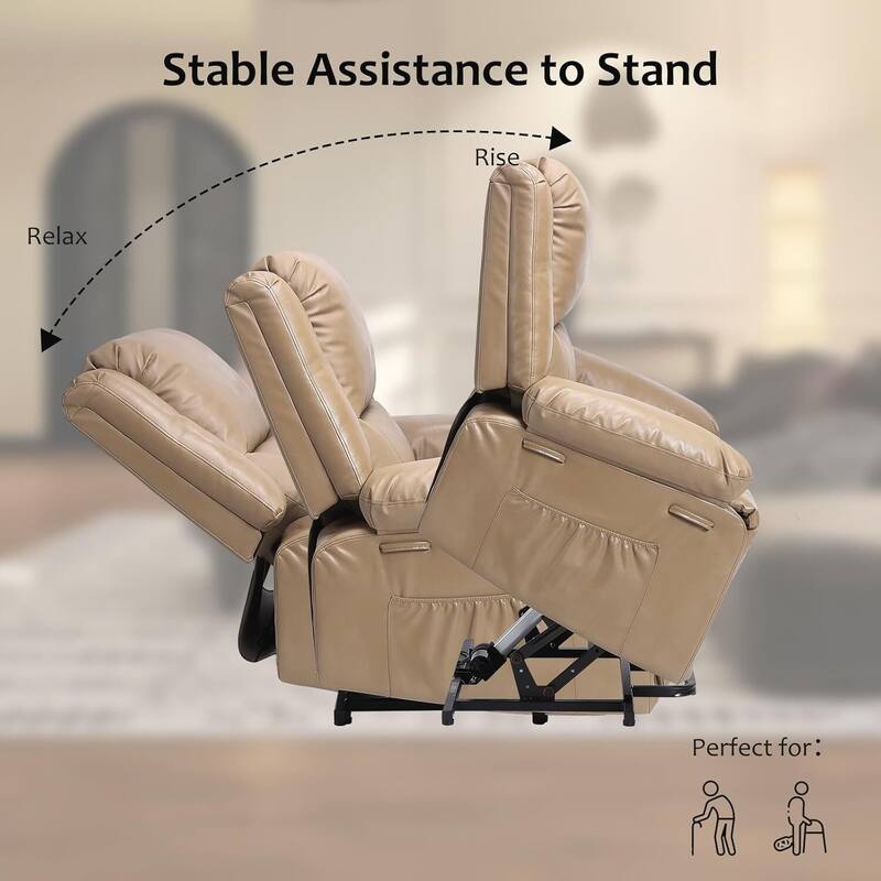 Power Lift Recliner Sofa Chair, Lounge Sofa with Built-in Massage for Living Room, Bedroom