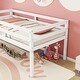 preview thumbnail 6 of 8, White Twin Size Pine Wood Low Loft Bed with Slide and Ladder
