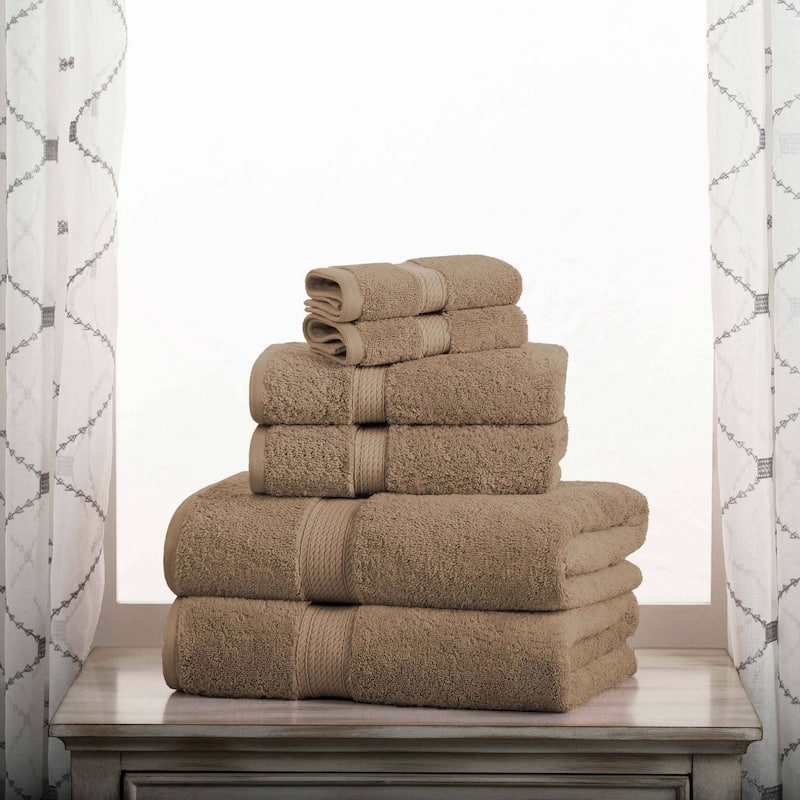 Superior Egyptian Cotton Pile Heavyweight 6-Piece Towel Set - 6-Piece Set - Latte