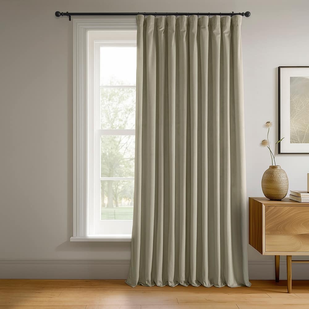 Exclusive Fabrics Signature Extra Wide Blackout Velvet Curtains (1 Panel) - Luxurious Blackout Drapes